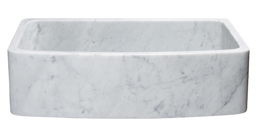 Allstone KFCF362210SB-NLP-CW 36" Curved Front Kitchen Sink - Carrara Marble