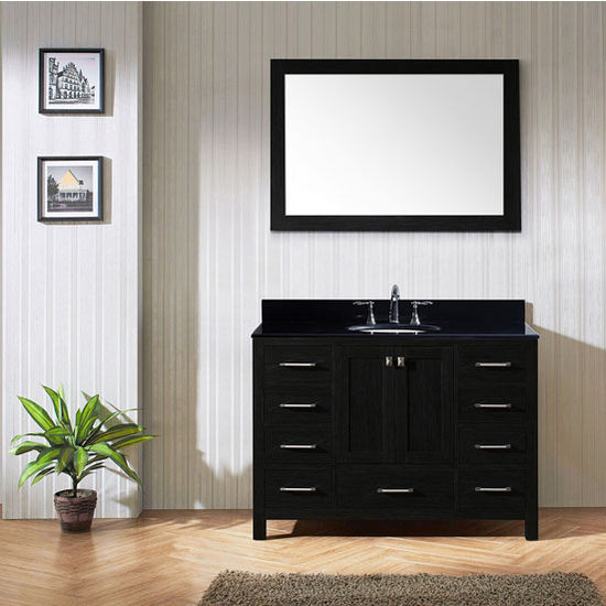 Virtu KS-60048-..SQ-ZG Caroline Premium 48 Inch Single Bathroom Vanity Set In Zebra Grey