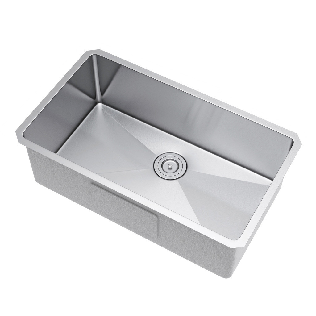 Exclusive Heritage KSH-2918-S-UBS Single Stainless Kitchen Sink w/ Strainer
