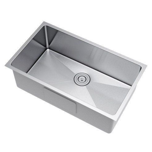 Exclusive Heritage KSH-3219-S-UBS Single Stainless Kitchen Sink w/ Strainer