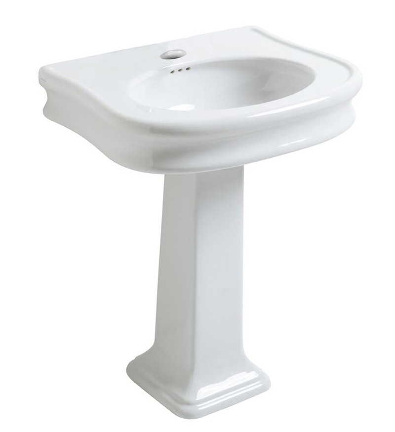 Whitehaus LA10-LA03-1H Pedestal Sink with Integrated Oval Bowl and One Faucet Hole