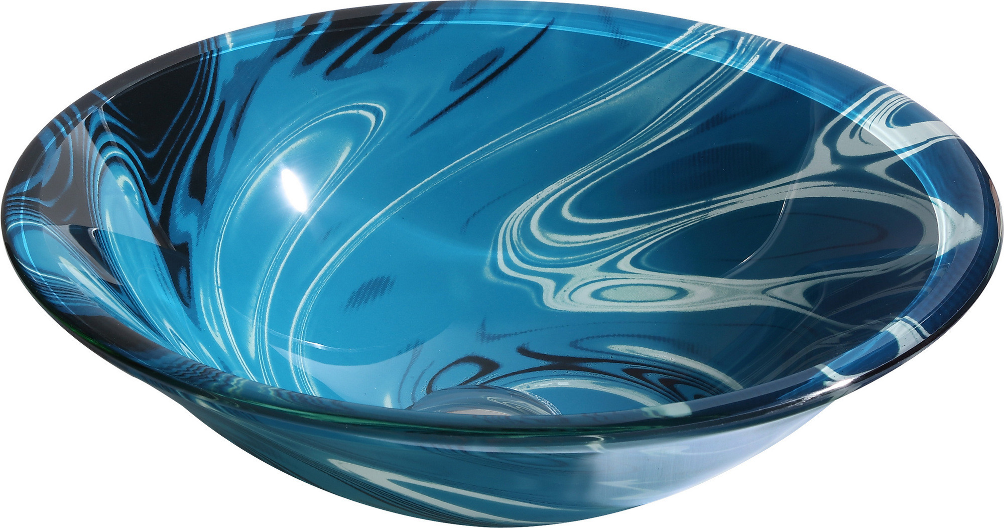 ANZZI LS-AZ075 Symphony Series Deco-Glass Vessel Sink In Lustrous Dark Blue