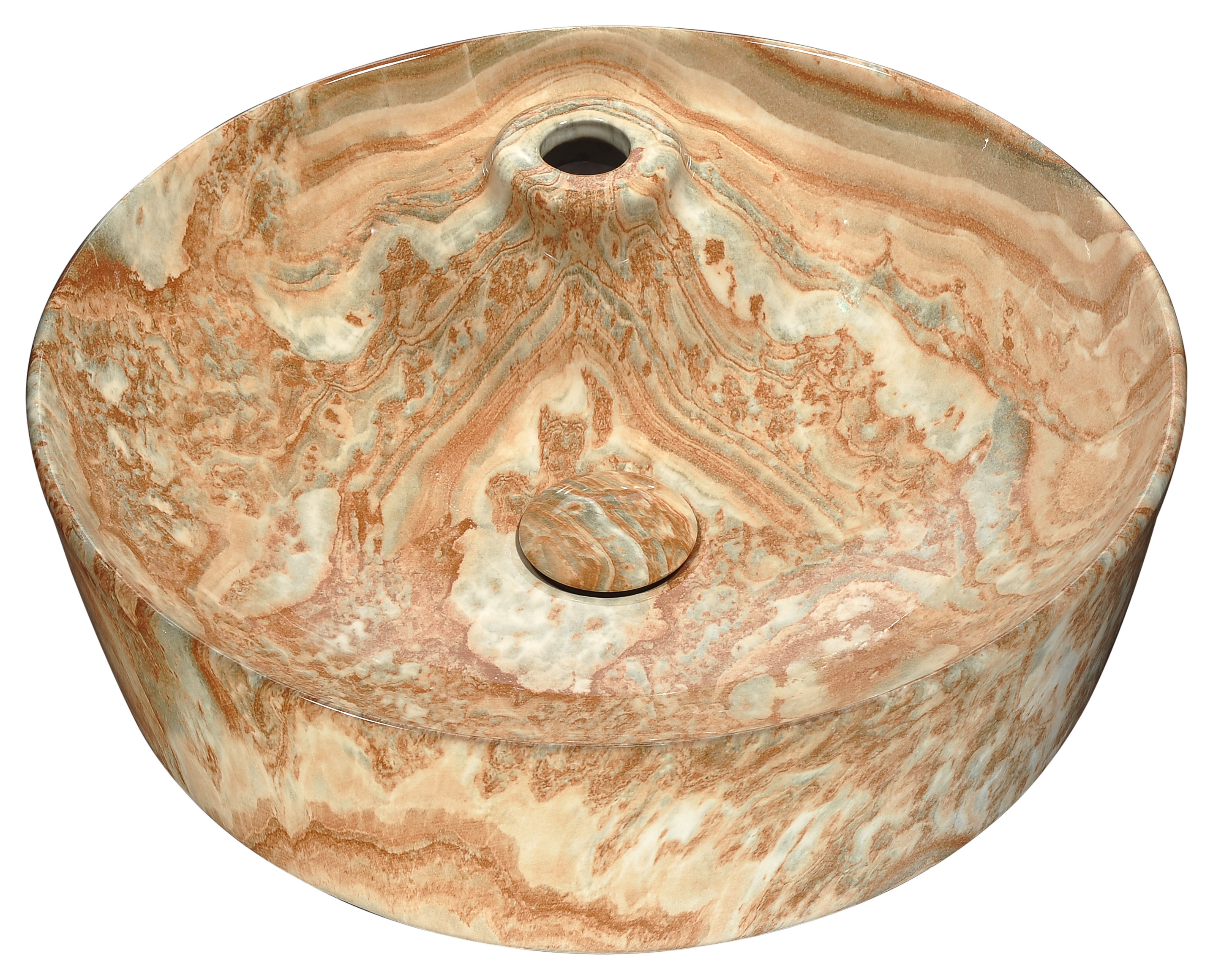 ANZZI LS-AZ234 Marbled Series Ceramic Vessel Sink In Marbled Sands Finish