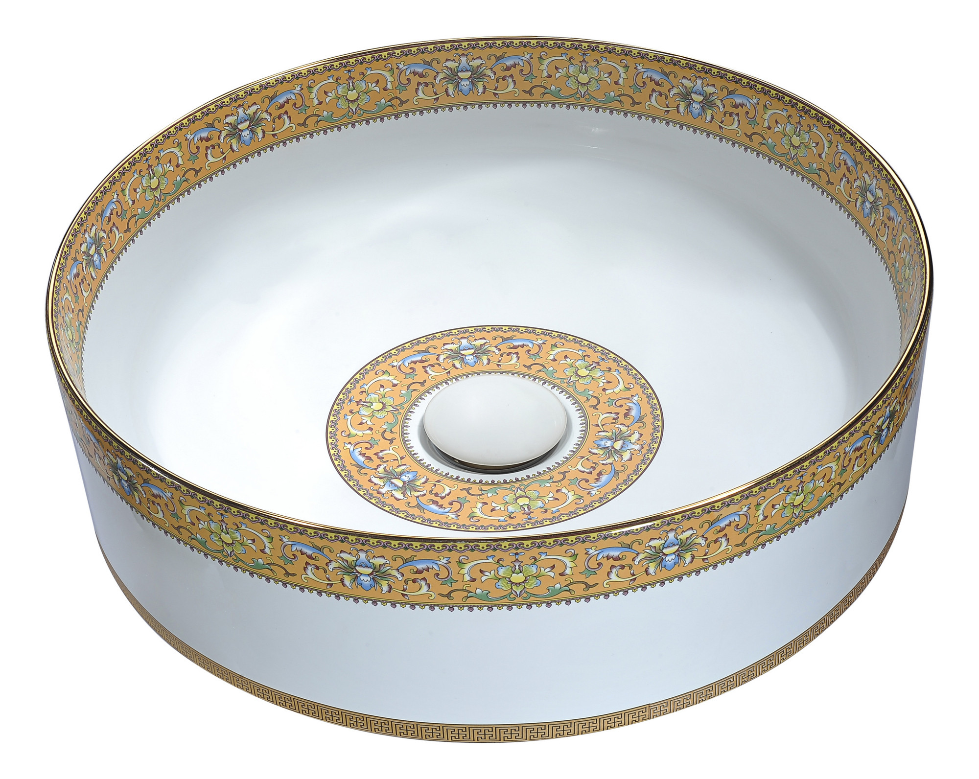 ANZZI LS-AZ266 Byzantian Series Ceramic Vessel Sink In Mosaic Gold