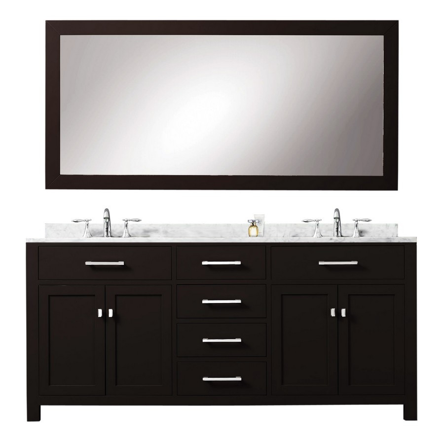 Water Creation Madison72EB 72 Inch Espresso Double Vanity With Large Mirror