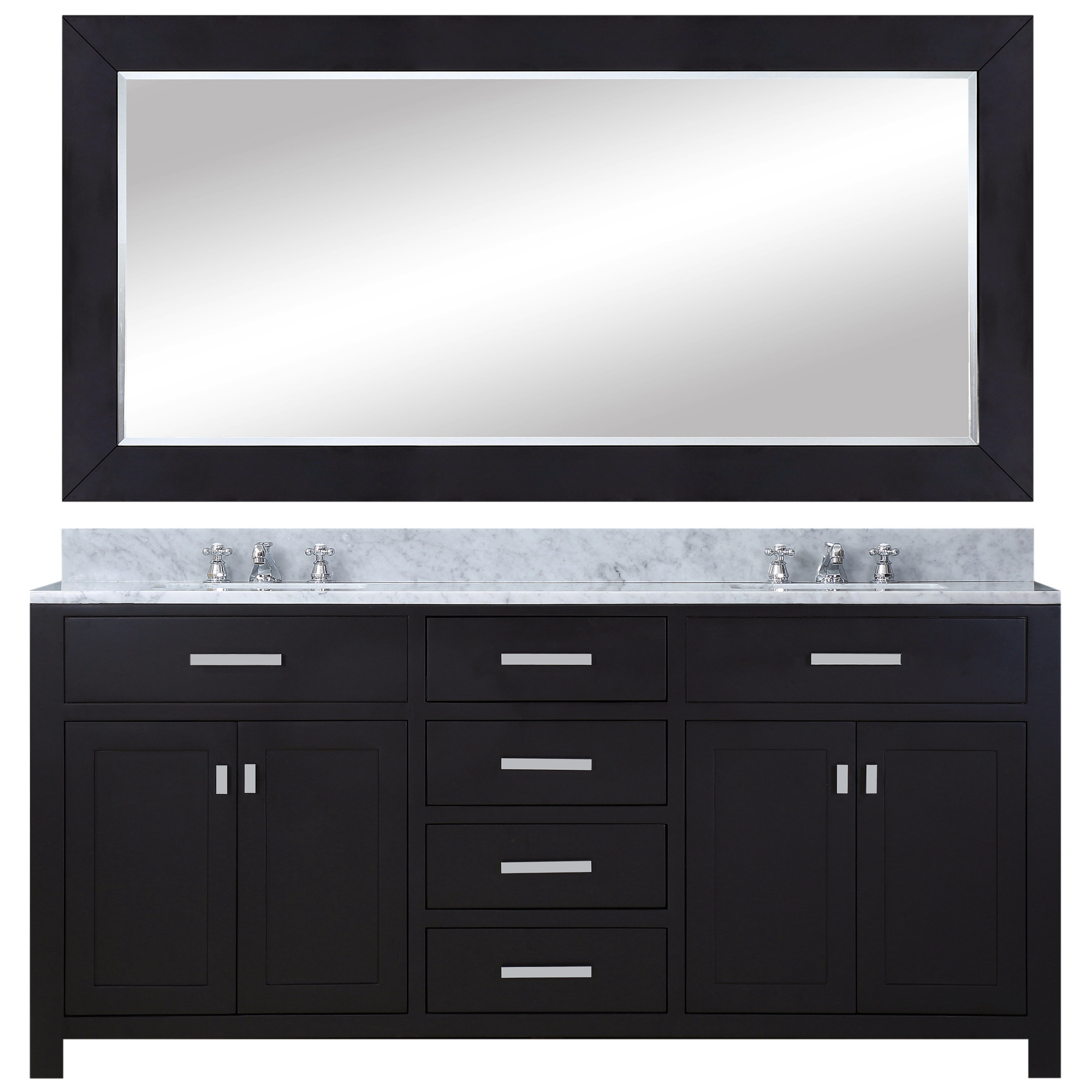 Water Creation Madison72EBF 72" Espresso Sink Vanity with Mirror & Faucet