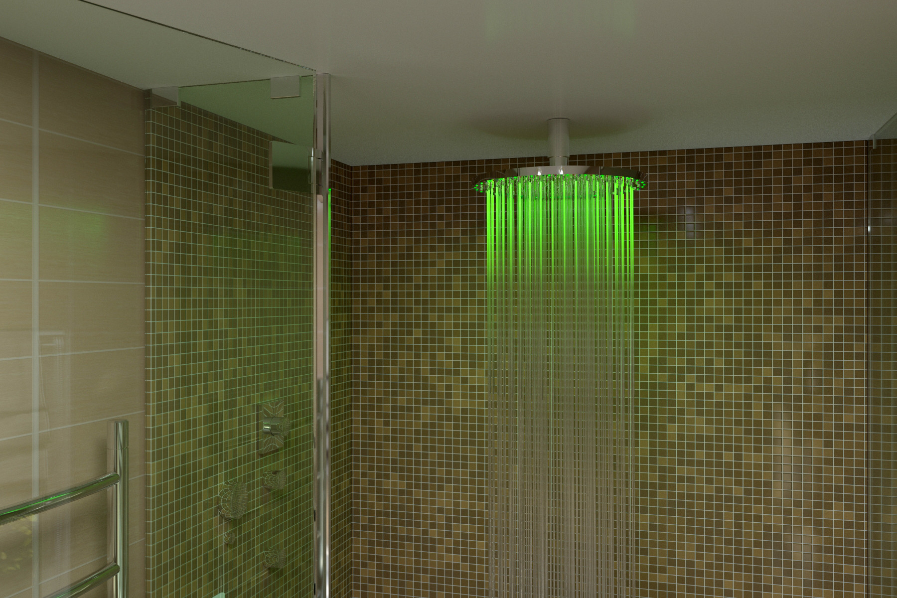 Aquatica MCRD-400 Sparkle Ceiling Mounted Bathroom Shower Head In Chrome