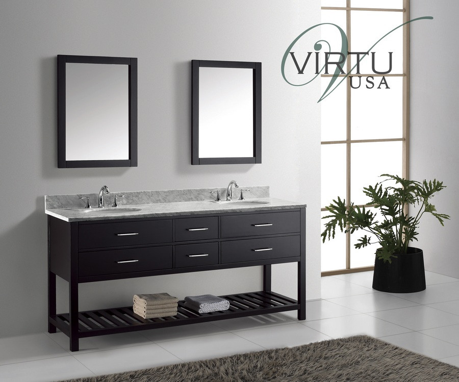 Virtu USA MD-2272-WMRO 72" Caroline Estate Round Sink Bathroom Vanity Set