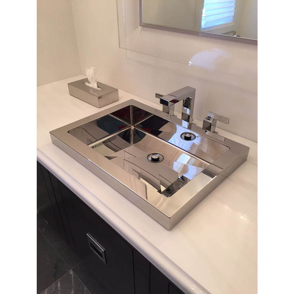 Cantrio Koncepts MS-023 Stainless Steel Drop In Bathroom Sink With Mirror Finish