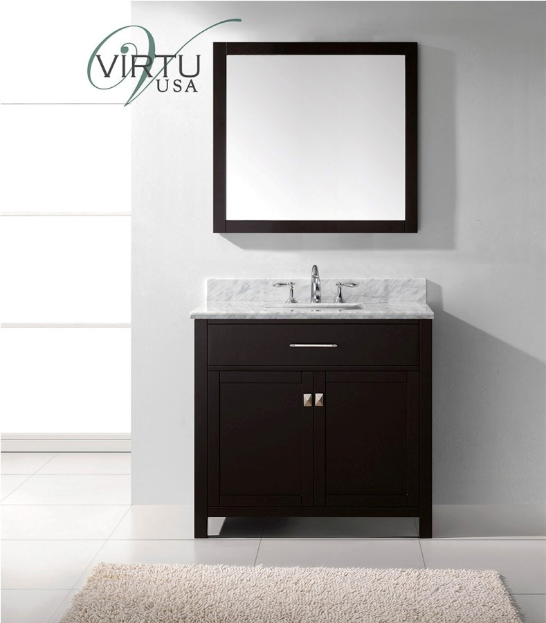 Virtu MS-2036-WMSQ-ES Bath Vanity in Espresso with Carrara Marble