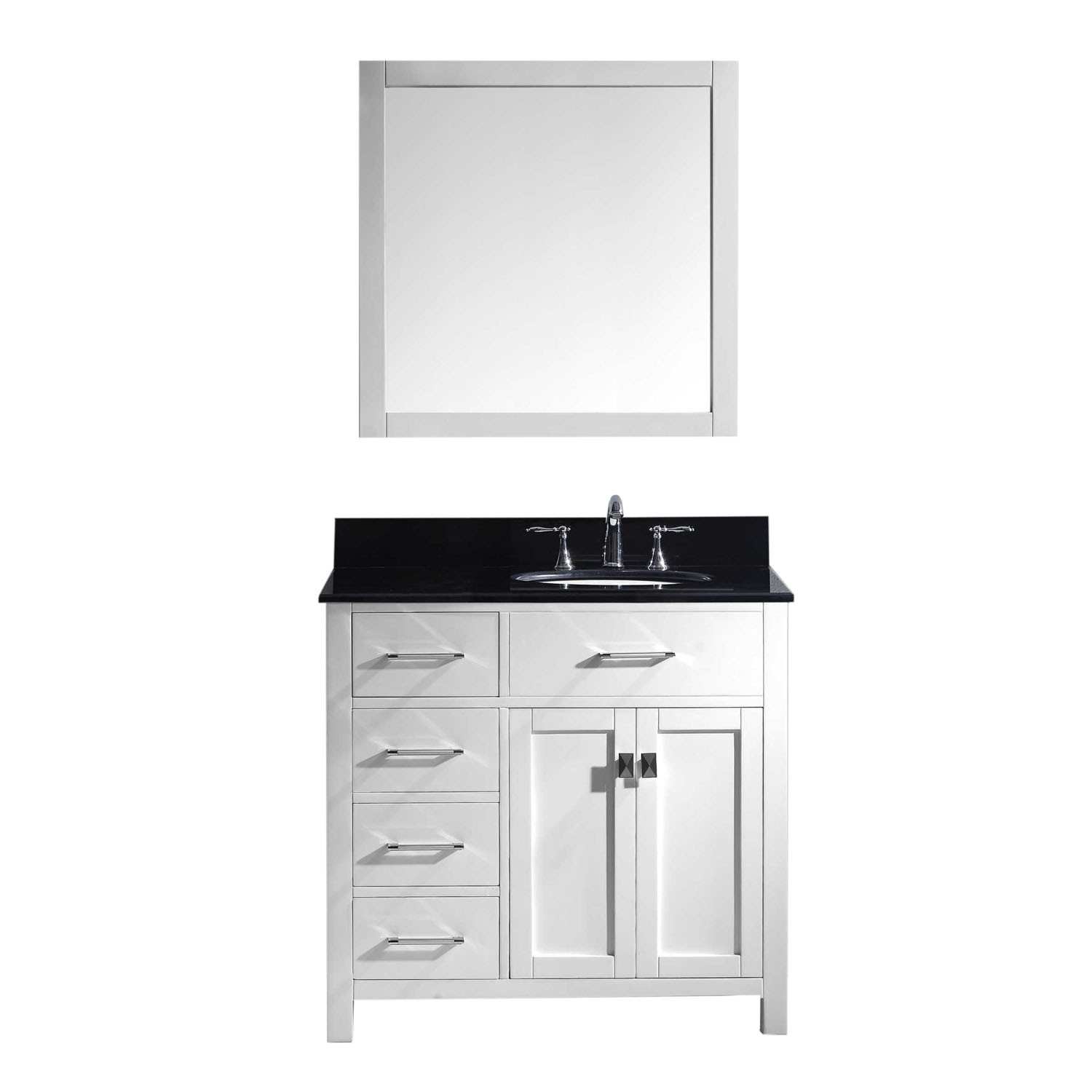 Virtu MS-2136L-BGRO-WH Caroline Parkway 36 Inch Single Bathroom Vanity Set In White