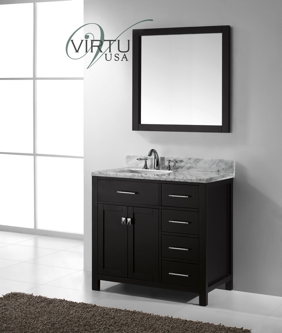 Virtu USA MS-2136R-WMSQ-ES 36" Caroline Parkway Bathroom Vanity in Espresso