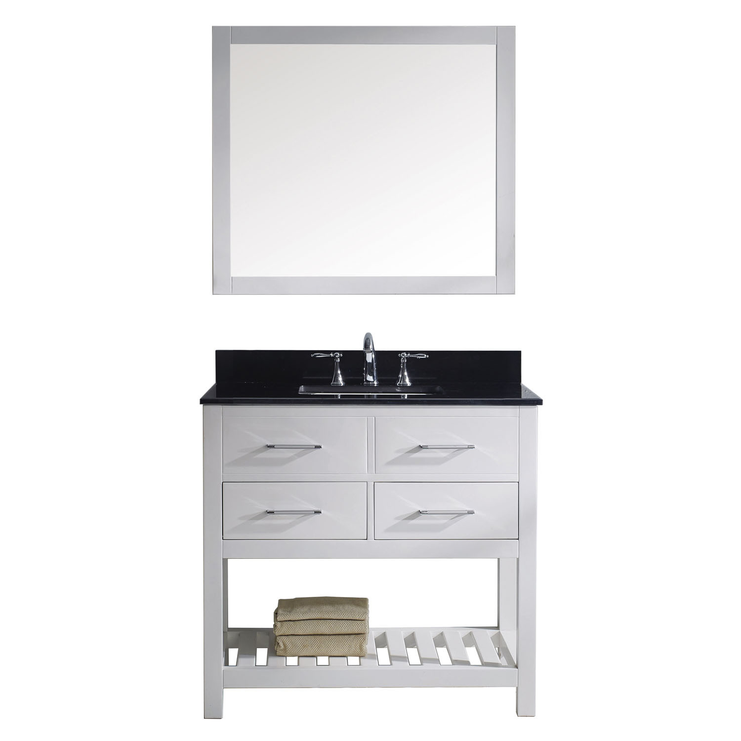 Virtu MS-2236-BGSQ-WH-001 Caroline Estate 36 Inch Single Bathroom Vanity Set In White