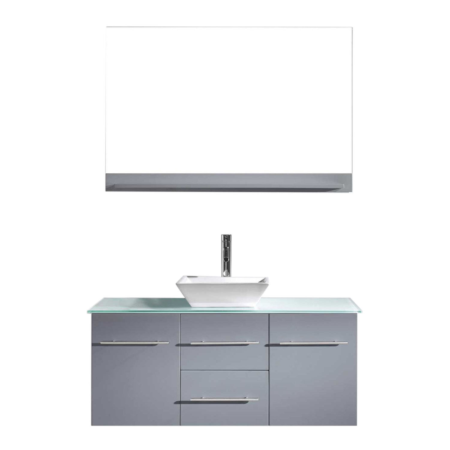 Virtu MS-420-G-GR-001 Marsala 48 Inch Single Bathroom Vanity Set In Grey With Glass Top