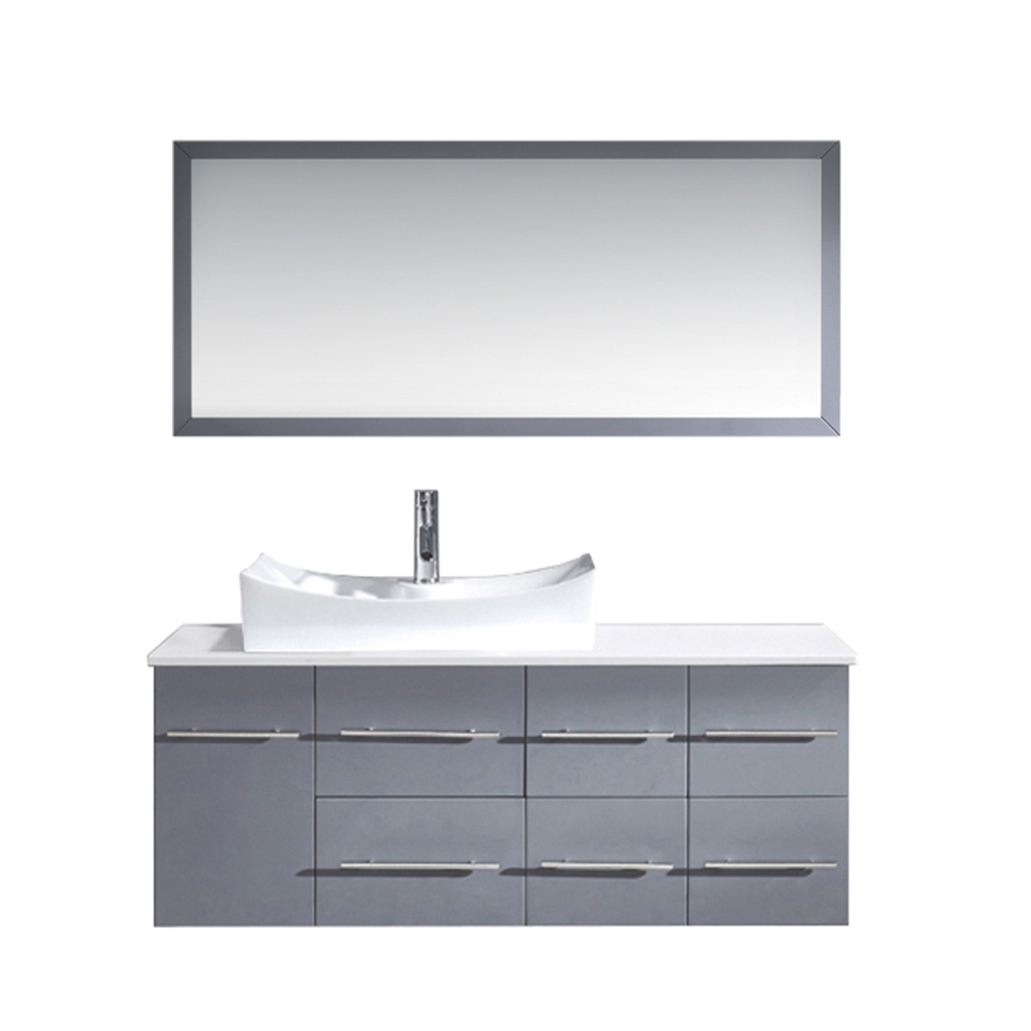 Virtu MS-430-S-GR Ceanna 53.5" Single Bath Vanity in Gray with White Engineered Stone Top and Sink