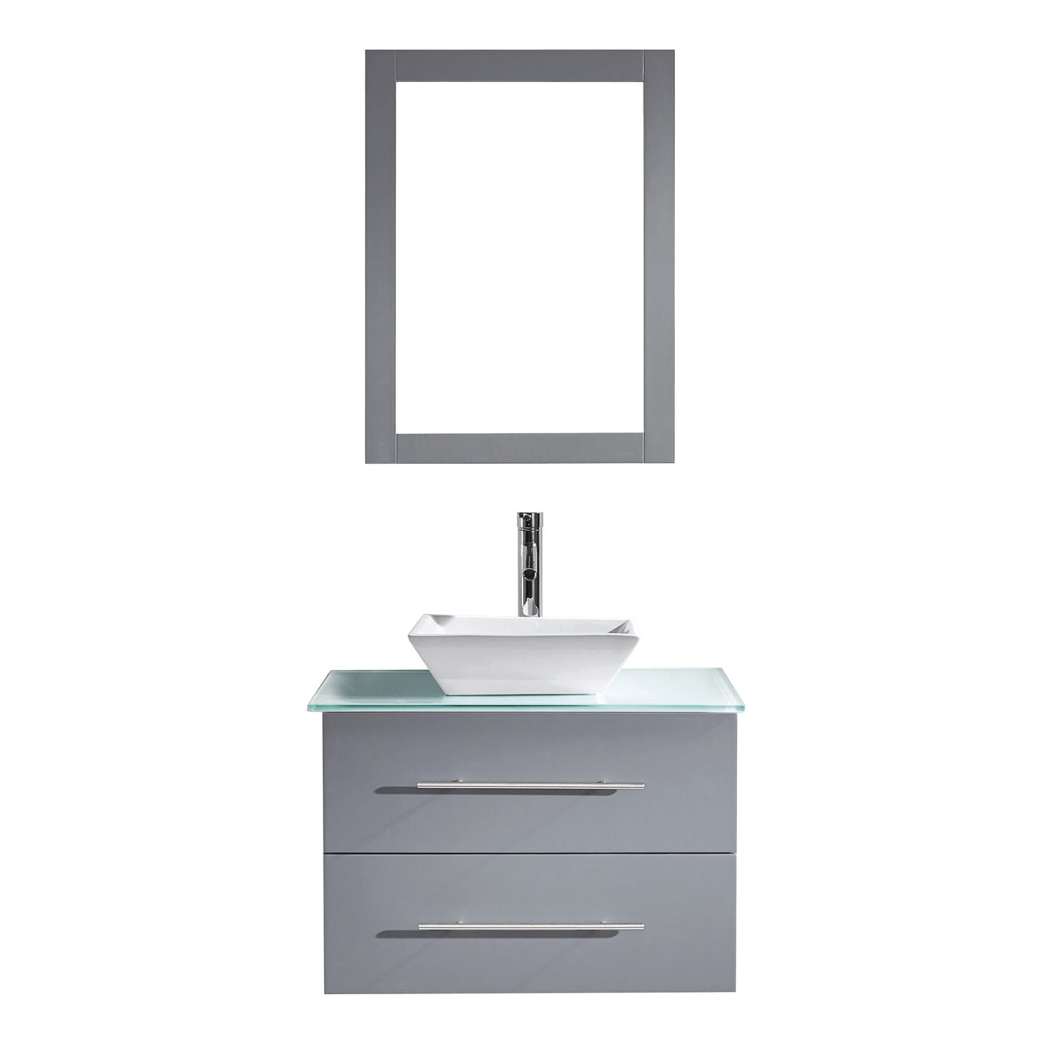 Virtu MS-560-G-GR-001 Marsala 29 Inch Single Bathroom Vanity Set In Grey With Glass Top