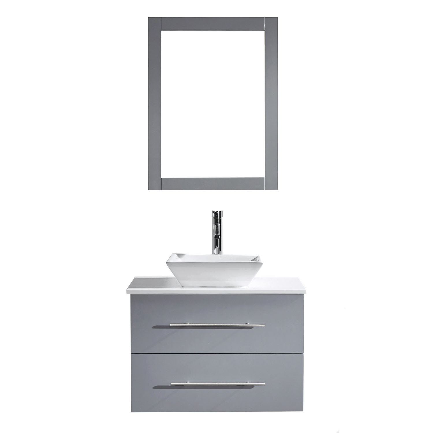 Virtu MS-560-S-GR Grey Marsala 29 Inch Single Bathroom Vanity Set With Engineered Stone Top