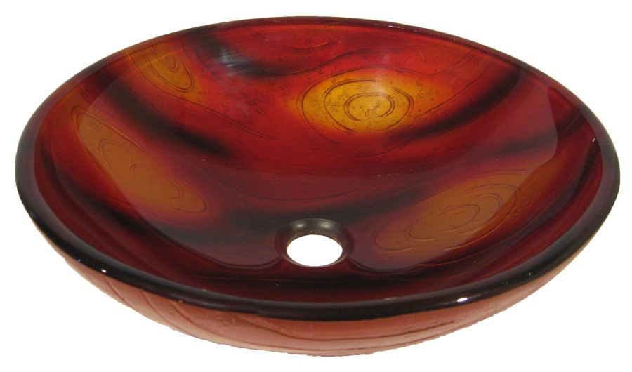 Novatto NOHP-G013 Autunno 16.5-Inch Hand Painted Red Glass Vessel Sink