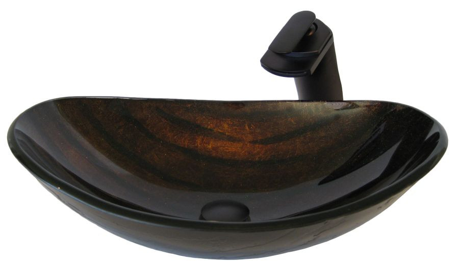 Novatto NSFC-0258031057ORB Slipper Glass Vessel Sink with Matching Faucet