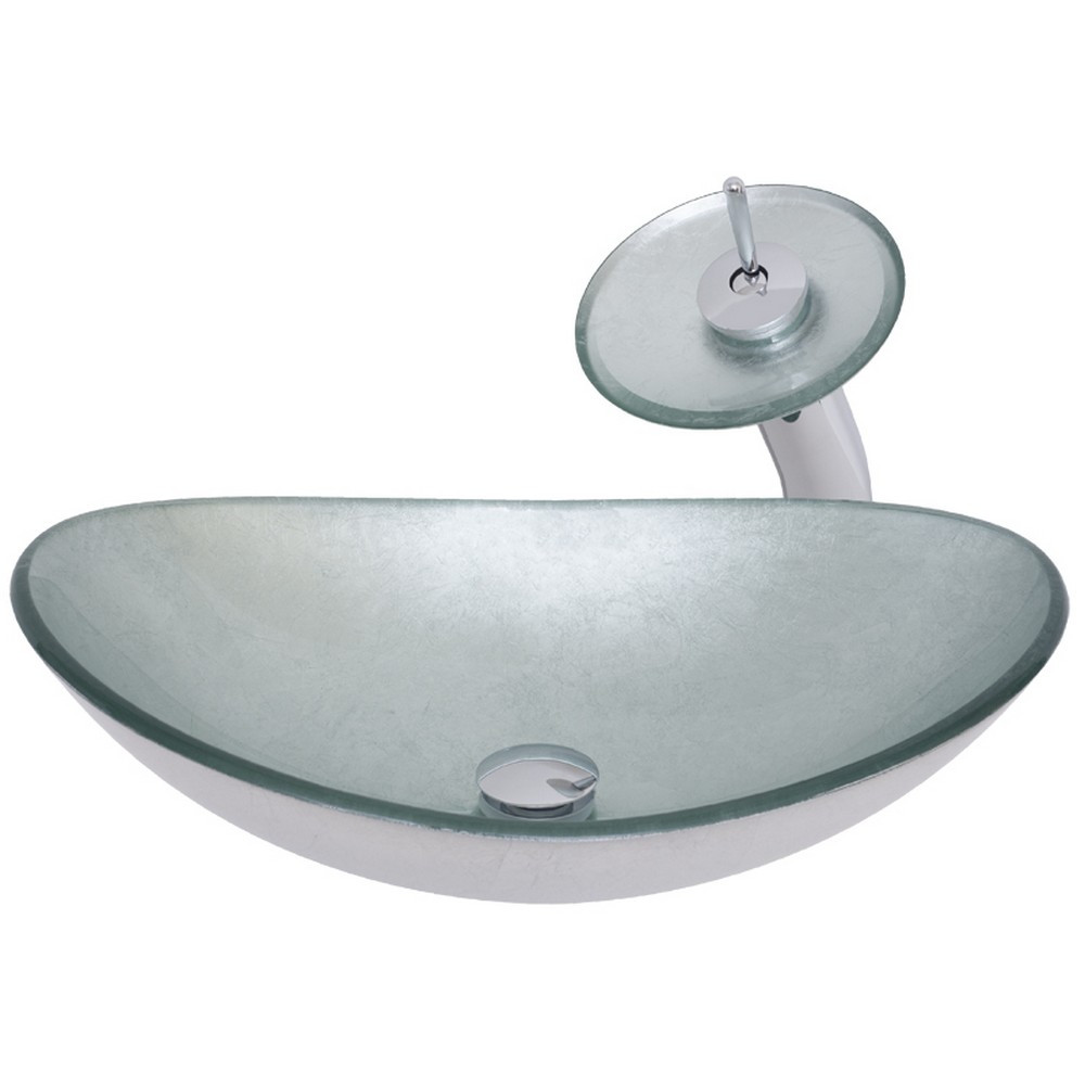 Novatto NSFC-70328031001CH Argento Glass Vessel Bathroom Sink Set - Chrome