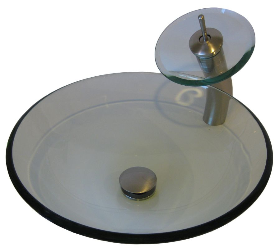 Novatto NSFC-8048001BNC Bonificare Clear Glass Vessel Sink with Faucet