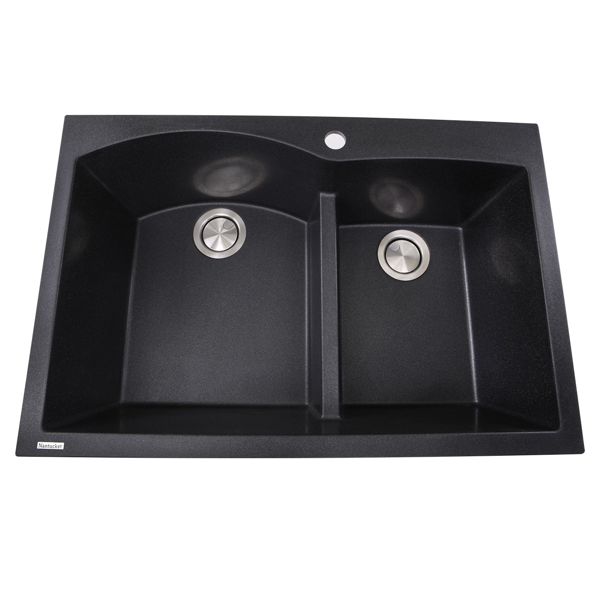 Nantucket Sinks PR6040-BL 60/40 Double Bowl Dual-mount Granite Composite Sink In Black