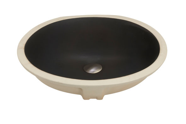 Lenova PU-901BK Black Oval Porcelain Undermount Sink 19 3/8 X 15 3/4 X 6