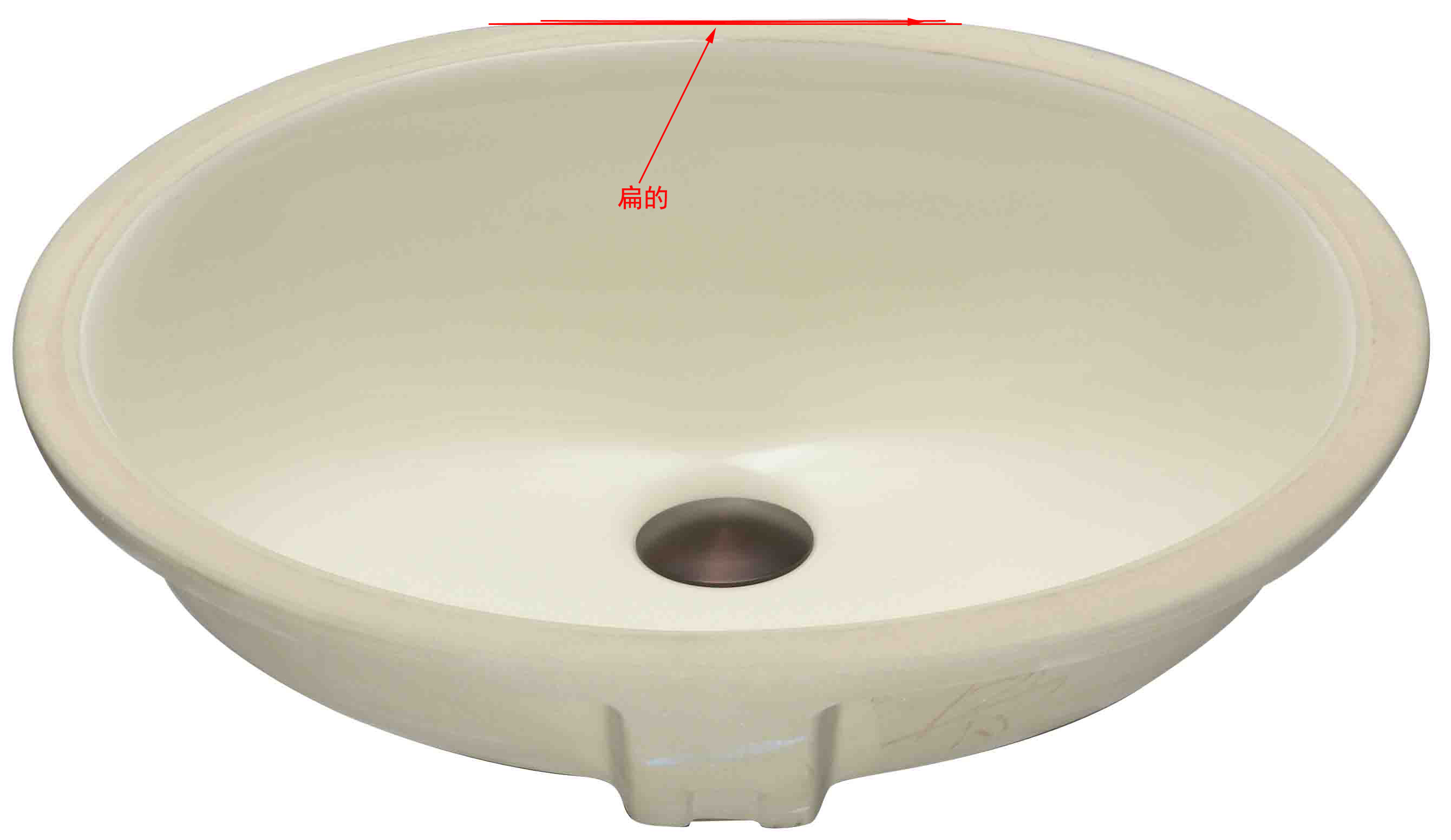 Lenova PU-901BQ Bisque Oval Porcelain Undermount Sink 19 3/8 X 15 3/4 X 6