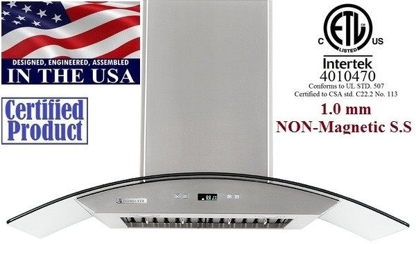 XtremeAir PX01-W30 Wall Mount Range Hood With Tempered Glass