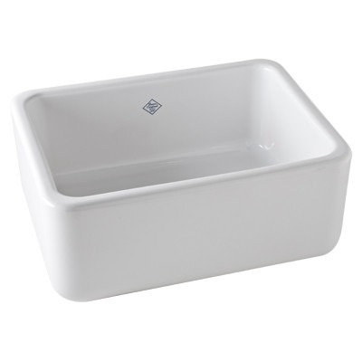 Rohl RC2418WH 24" Single Bowl Shaws Original Fireclay Farmhouse Kitchen Sink - White Color