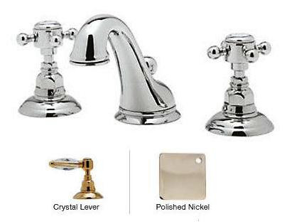 Rohl A1408LCAPC-2 Crystal-Lever Viaggio C-Spout Widespread Lavatory Faucet