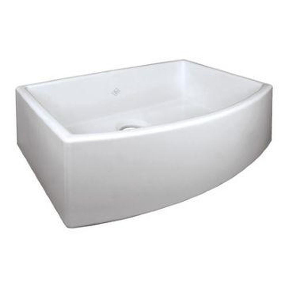Rohl RC3021WH White Shaws Curved Single Bowl Fireclay Apron Sink 