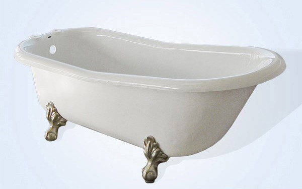 Restoria RS503-WH 5 Foot Biscuit Slipper Tub With Tub Wall Faucet Holes