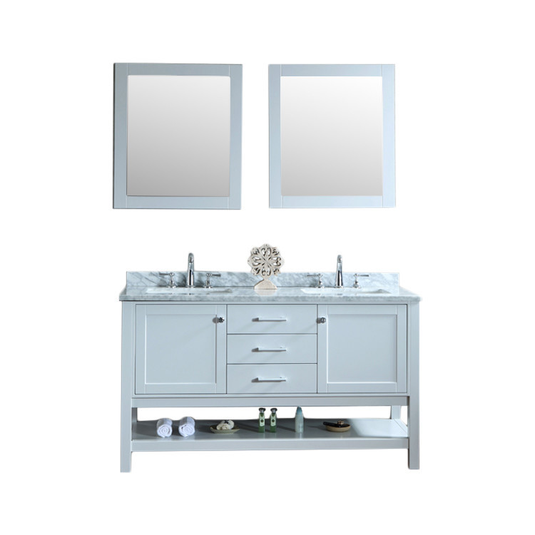 Ariel SCBAY60SCG Bayhill Cloud Grey Double Sink Vanity Set with Two Mirrors