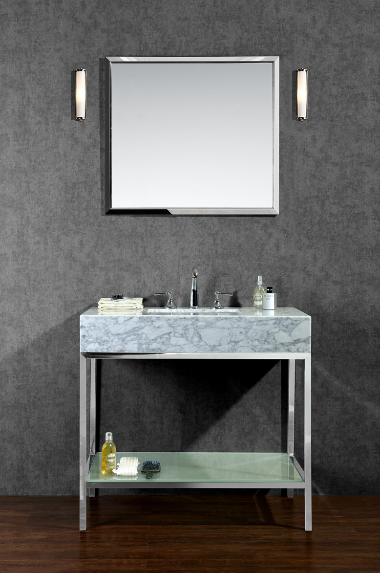 Ariel SCBRI36PSS Stainless Steel 36 Inch Single Bath Vanity Set With Mirror