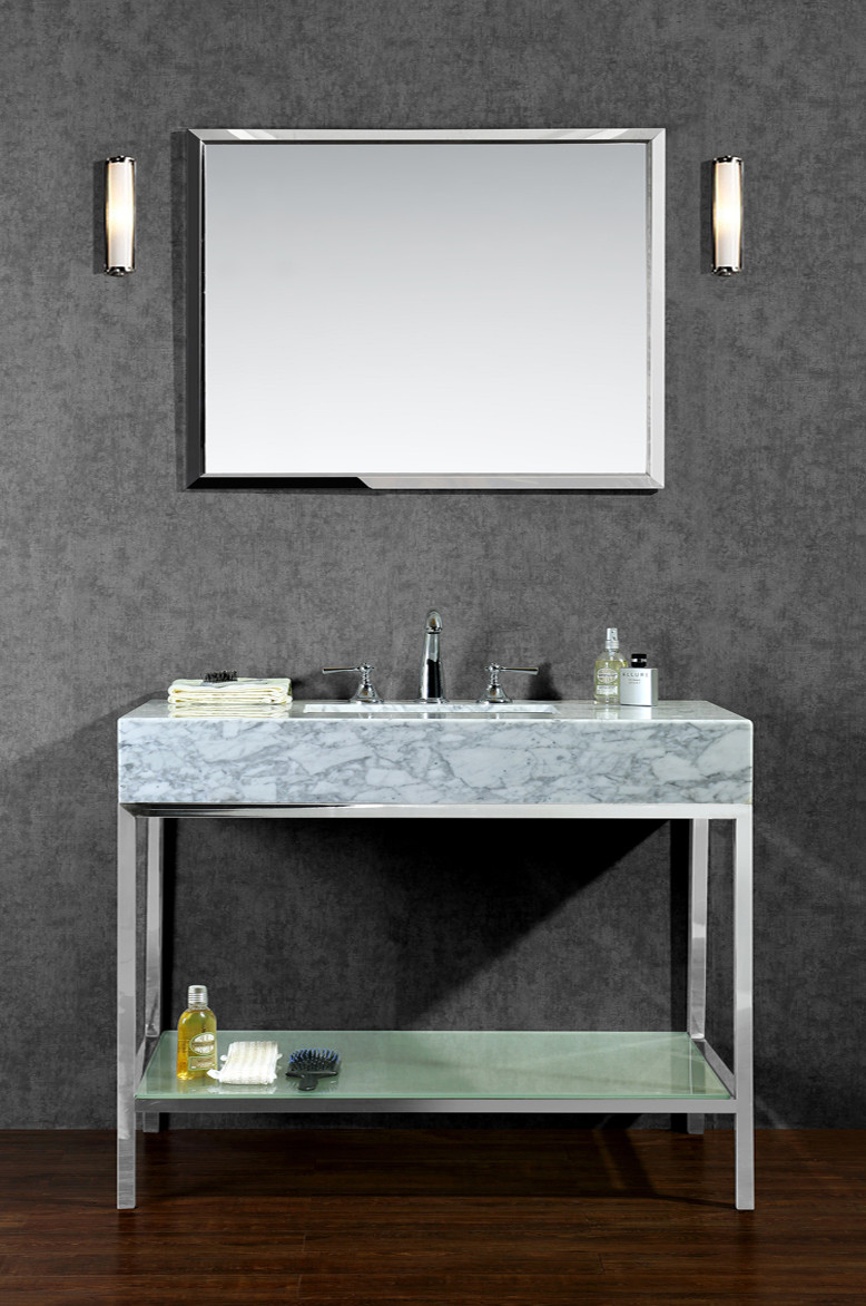 Ariel SCBRI48PSS 48 Inch Stainless Steel Single Bath Vanity Set With Mirror