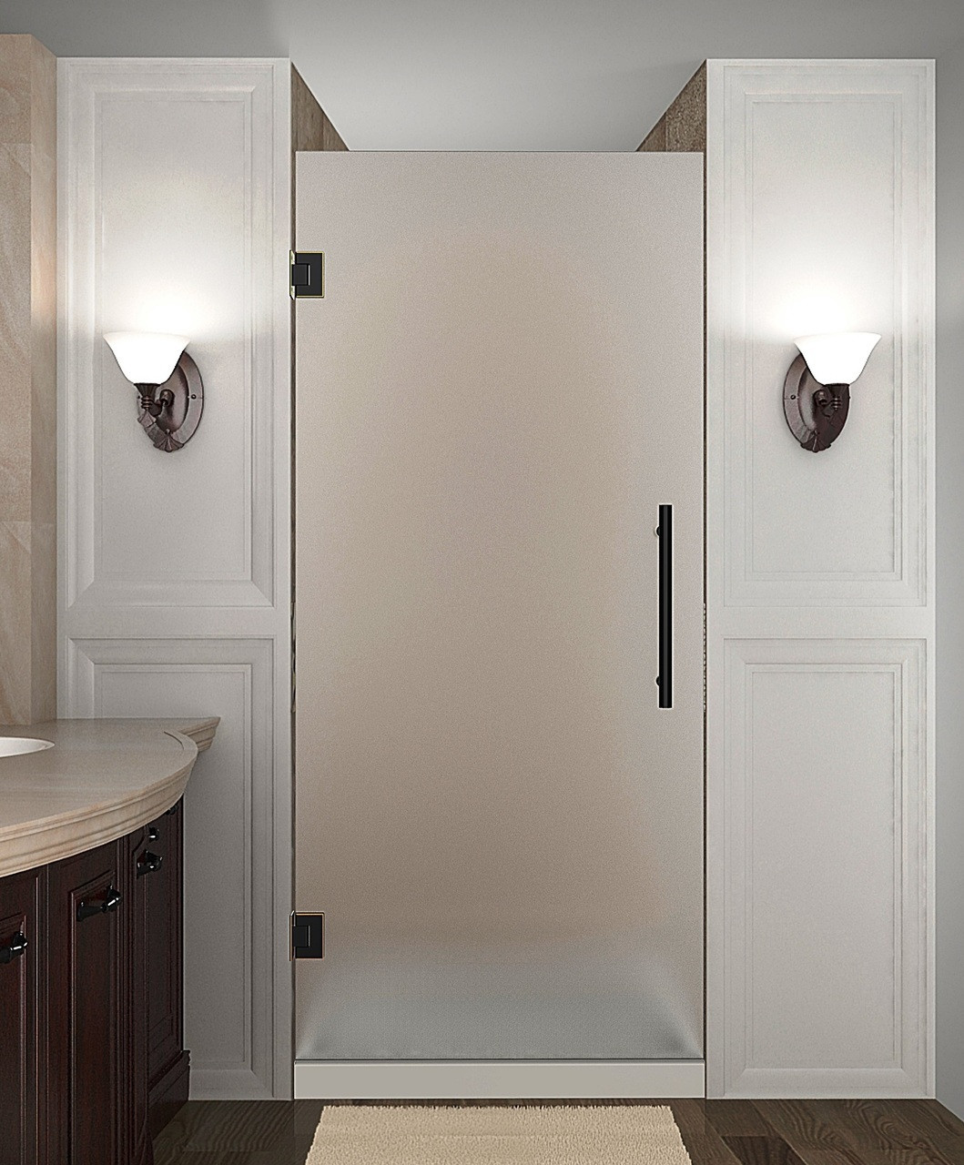 Aston SDR995F-ORB-22-10 Cascadia 22 In x 72 In Completely Frameless Frosted Glass Shower Door In Oil Rubbed Bronze