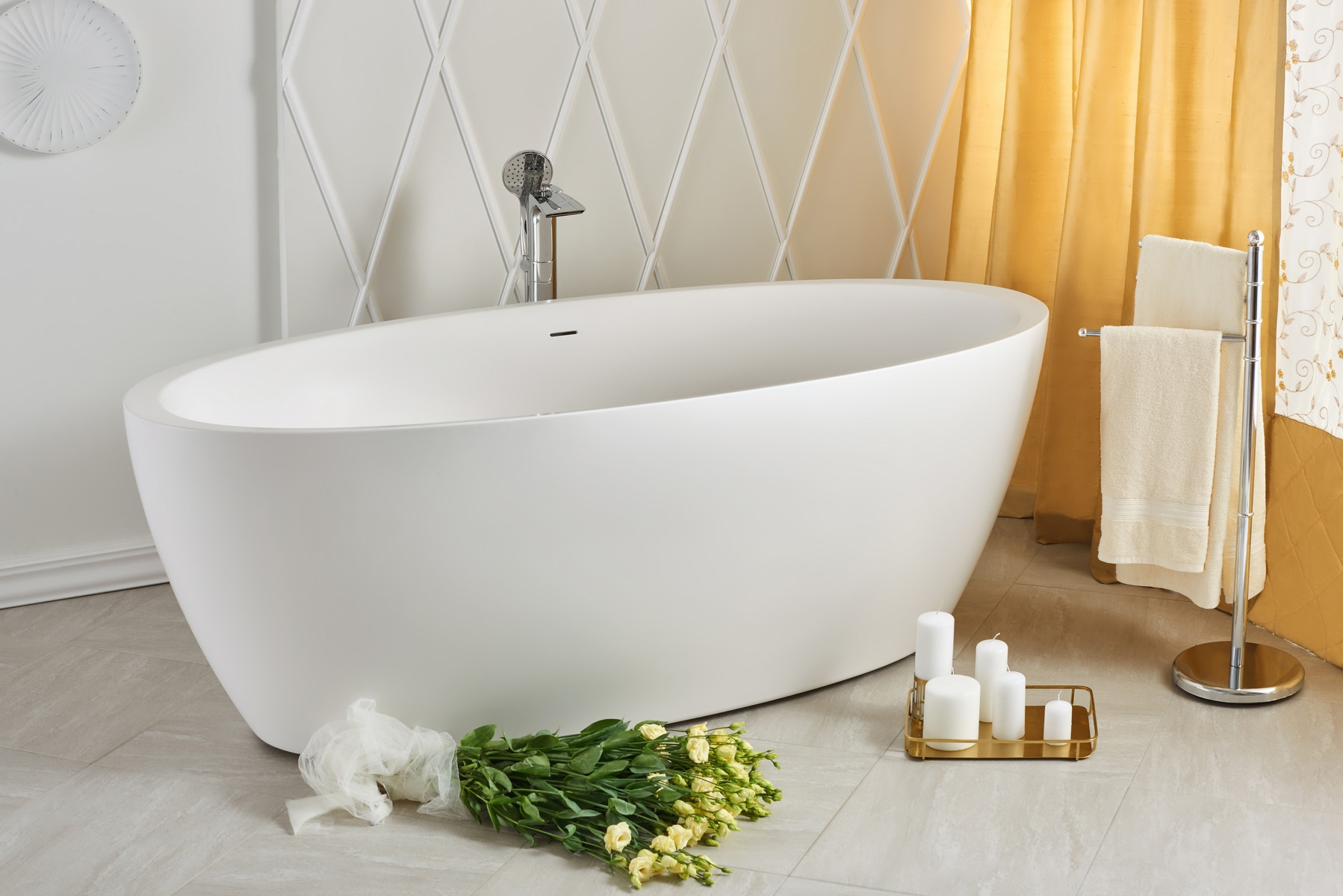Aquatica Sensuality-Wht Freestanding Oval AquaStone™ Bathtub in White