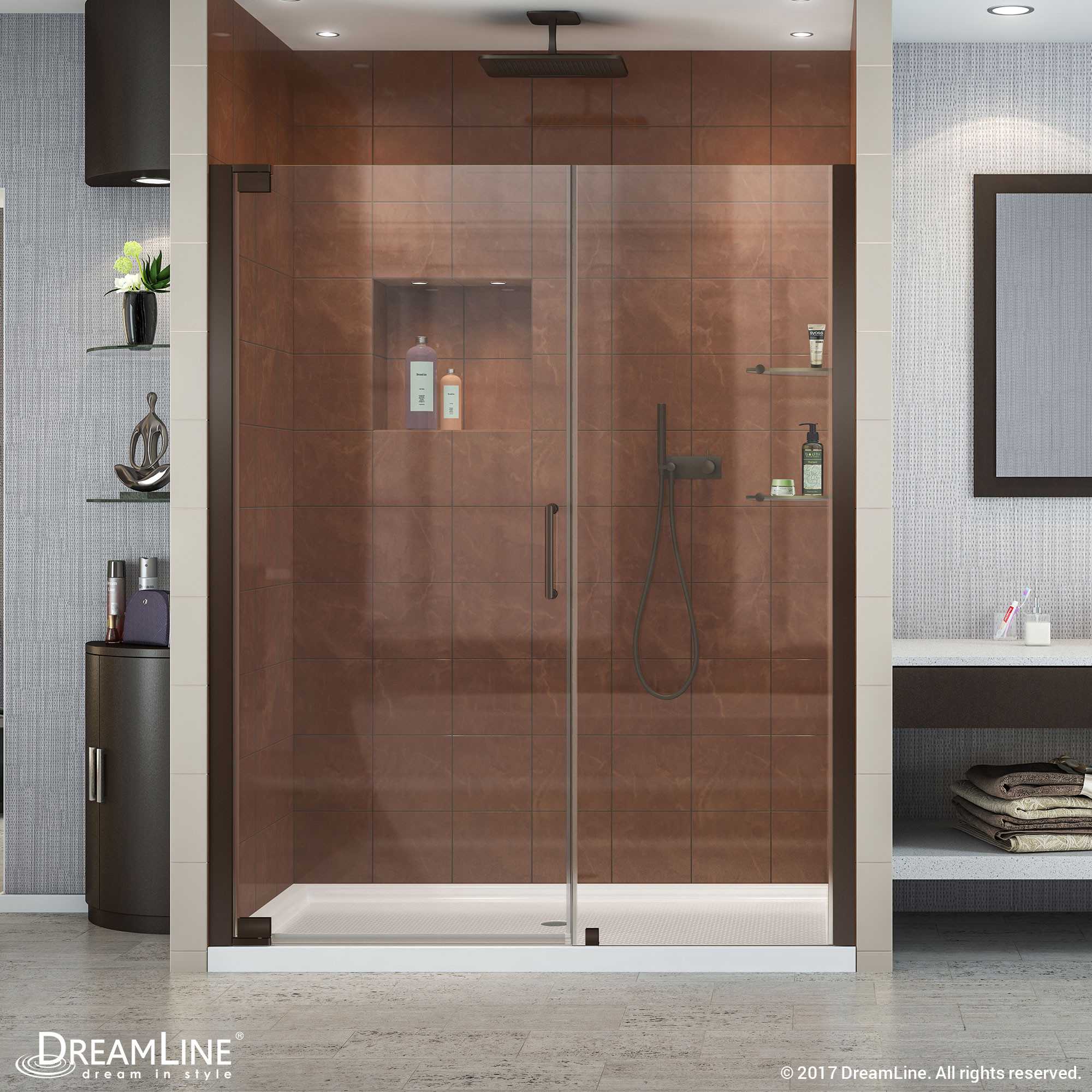 DreamLine SHDR-4151720-06 Oil Rubbed Bronze Elegance 51 to 53" Frameless Pivot Clear Shower Door