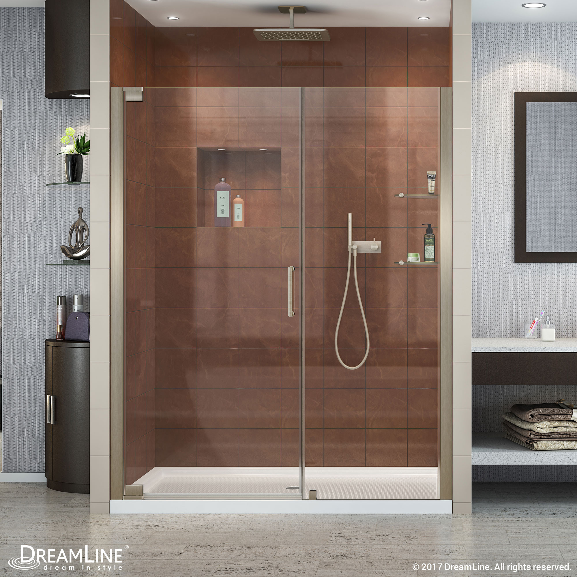 Dreamline SHDR-4154720-04 Brushed Nickel Elegance 54 1/2 to 56 1/2" Shower Door