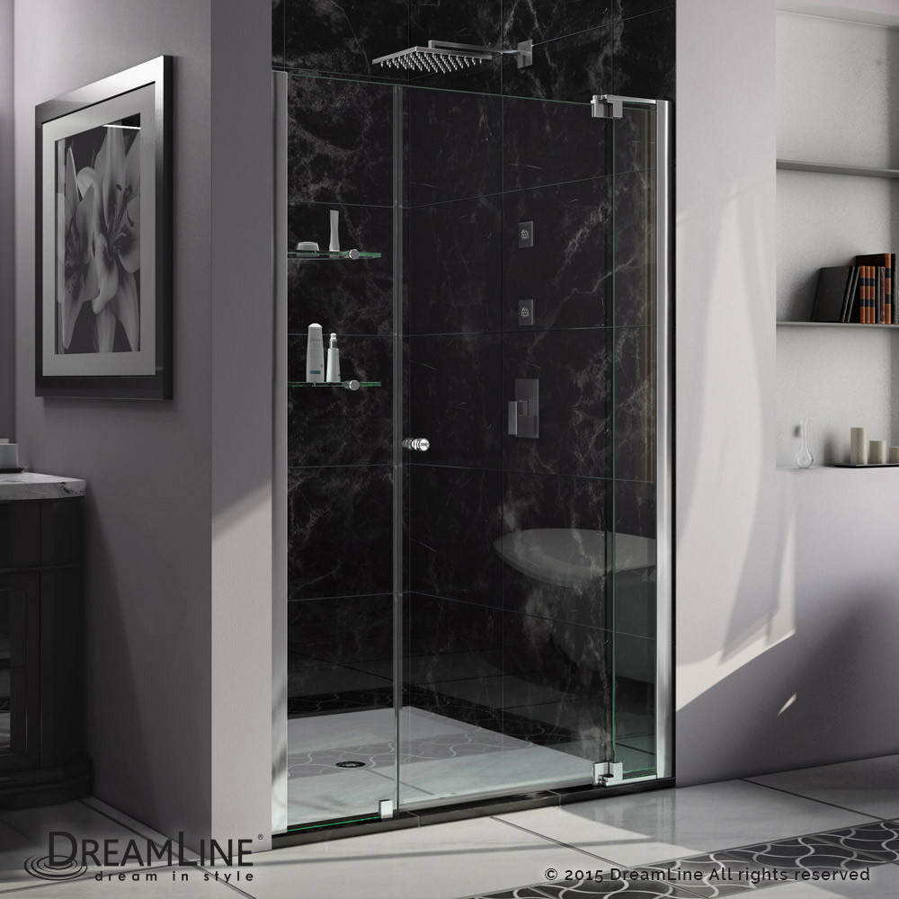 DreamLine SHDR-4246728-01 Allure 46 to 47 in. Frameless Pivot Clear Glass Shower Door In Chrome
