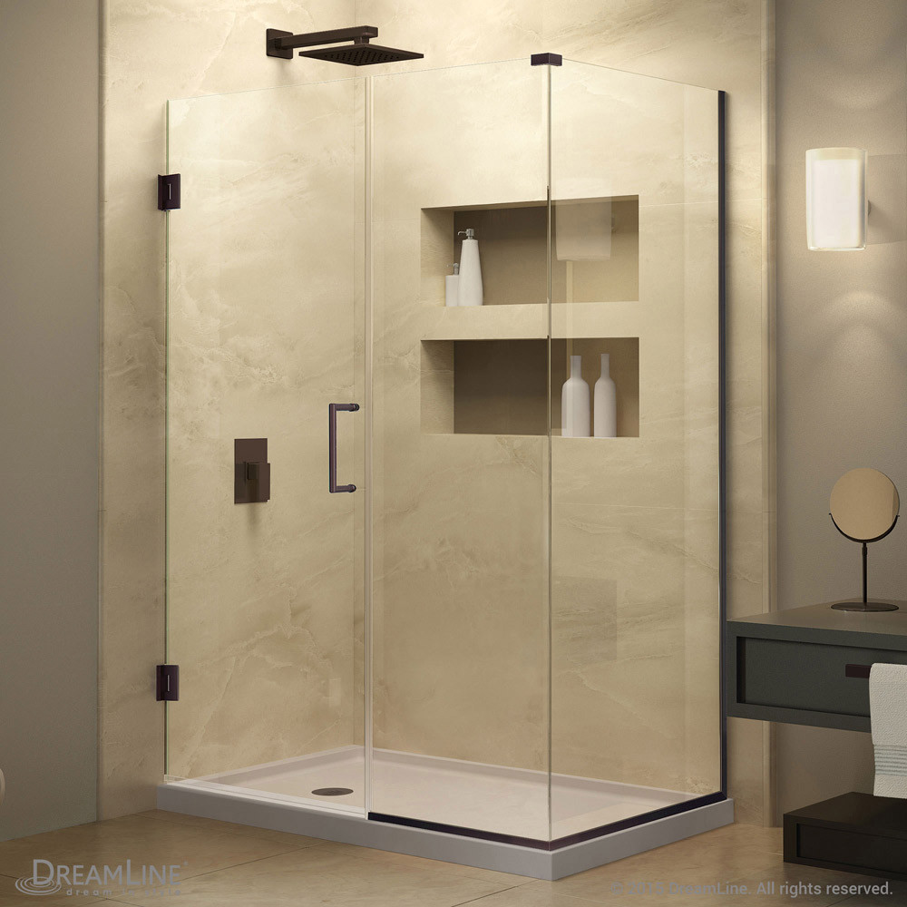 DreamLine SHEN-24345340-06 Unidoor Plus Hinged Shower Enclosure In Oil Rubbed Bronze Finish Hardware