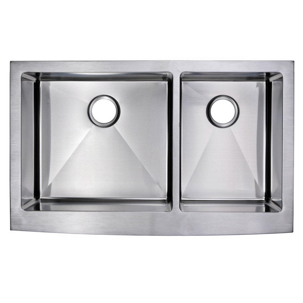 Water Creation SS-AD-3622C Double Bowl Stainless Steel Apron Front Sink 