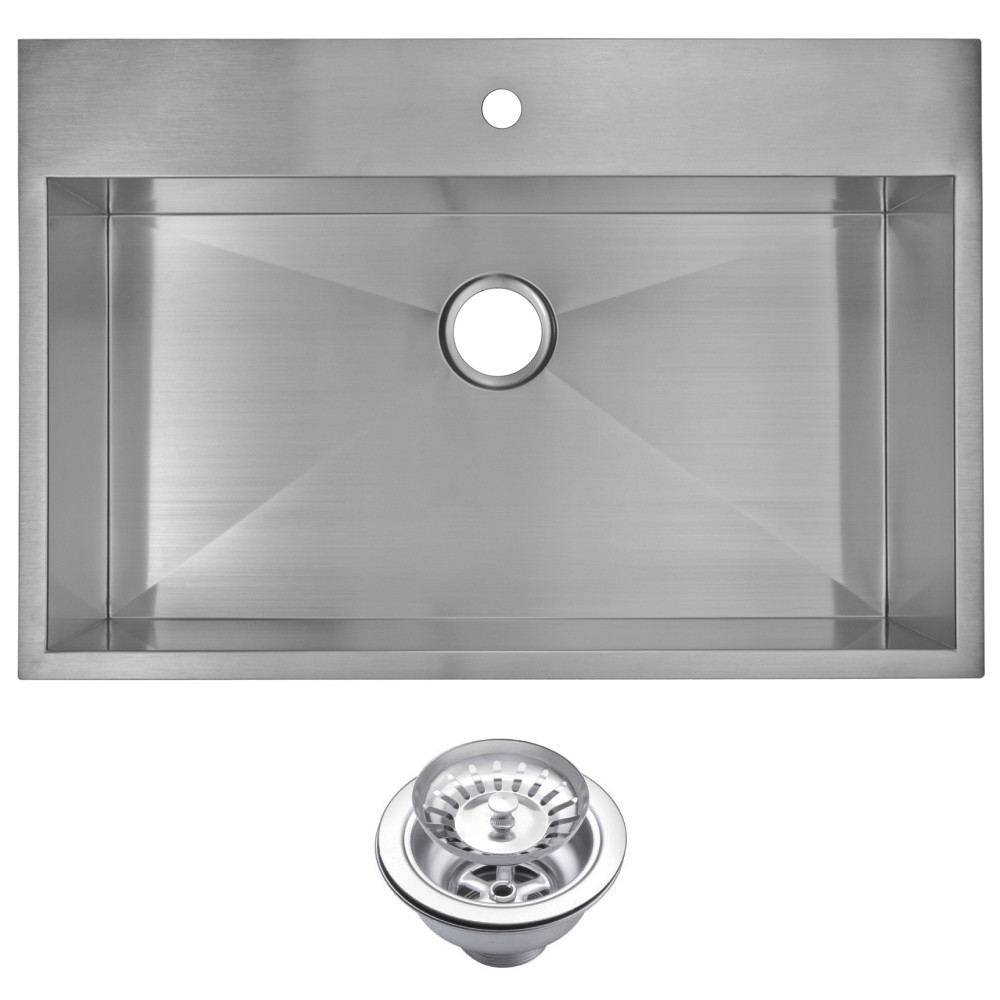 Water Creation SSS-TS-3322A Drop In One Bowl Stainless Steel Kitchen Sink