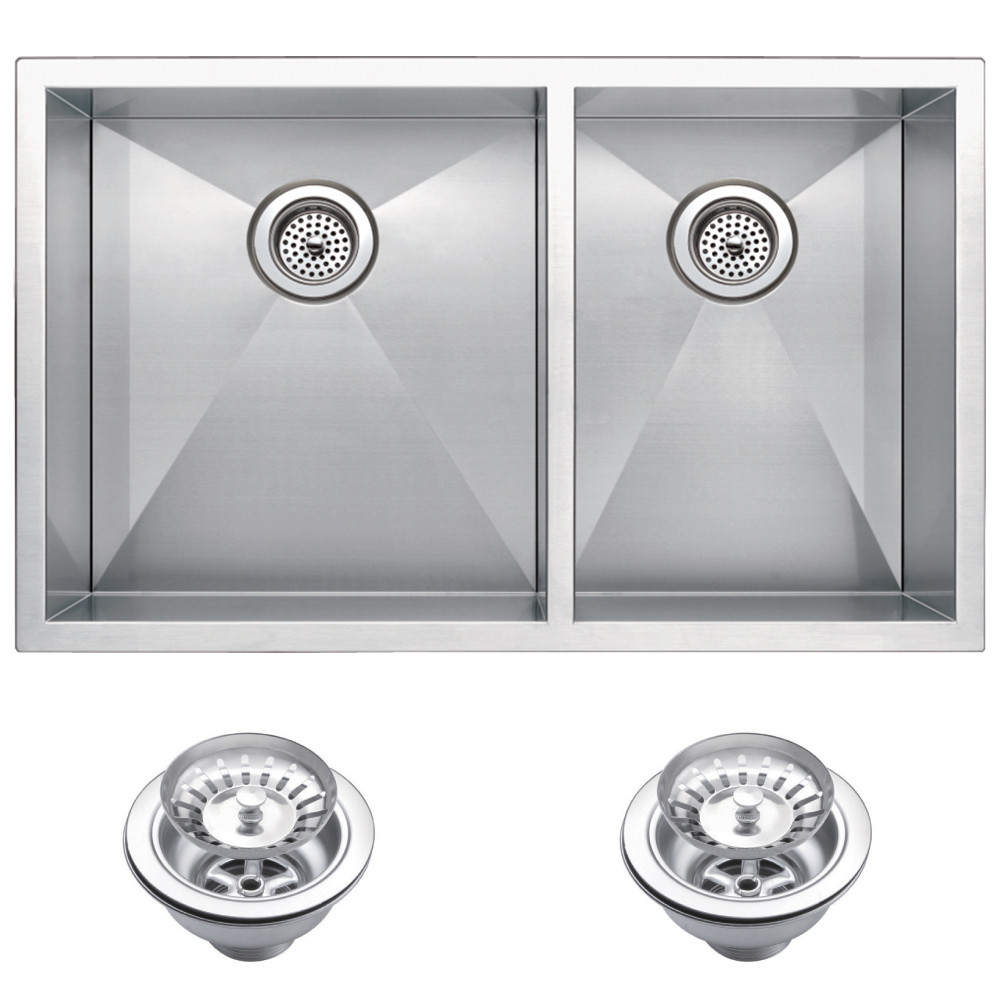 Water Creation SSS-U-3320A Double Bowl Stainless Steel Undermount Sink