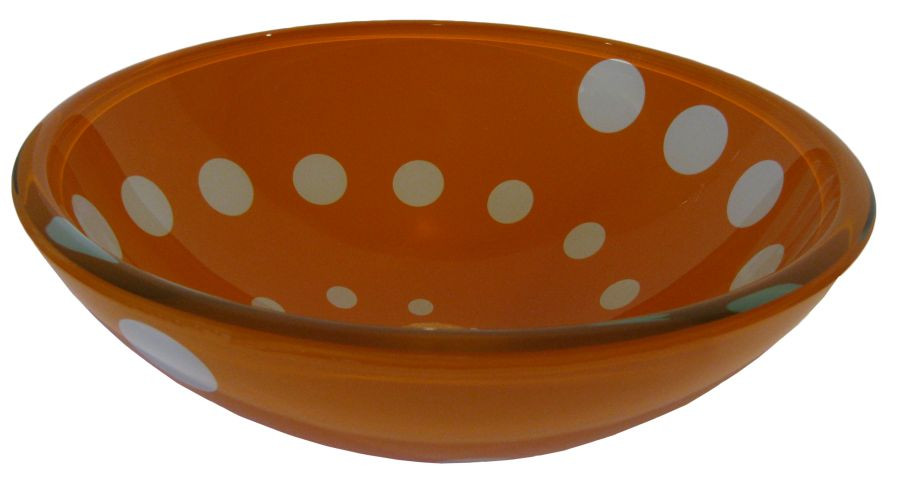Novatto TID-272 Vortice Orange Glass Vessel Sink with Swirl Of Clear Dots