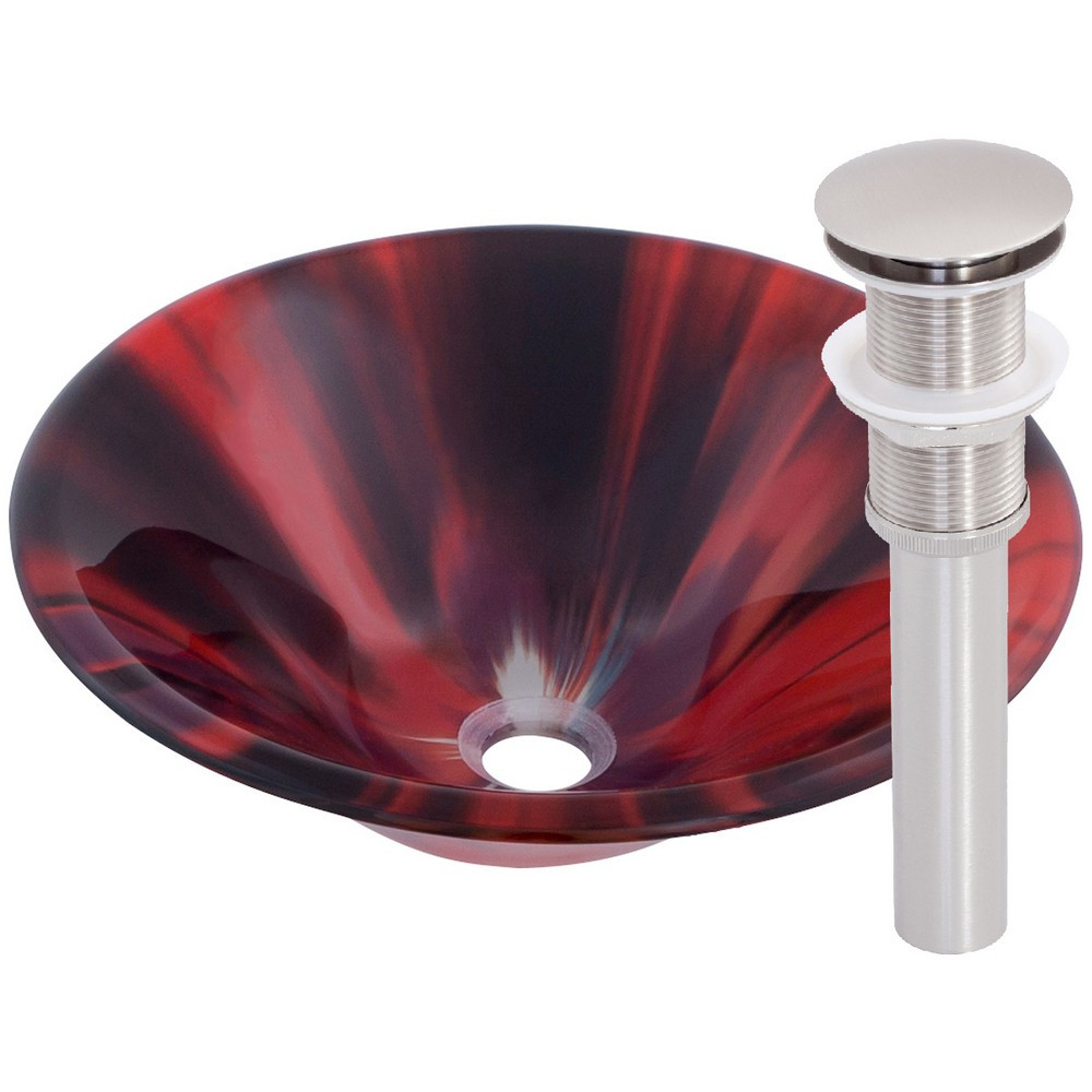 Novatto TID-297BN ARDERE Glass Vessel Bathroom Sink Set - Brushed Nickel