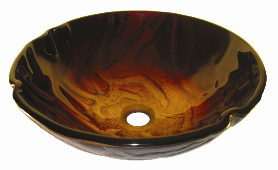 Novatto TIG-S90 Rovente Red and Gold Screen Painted Glass Vessel Sink