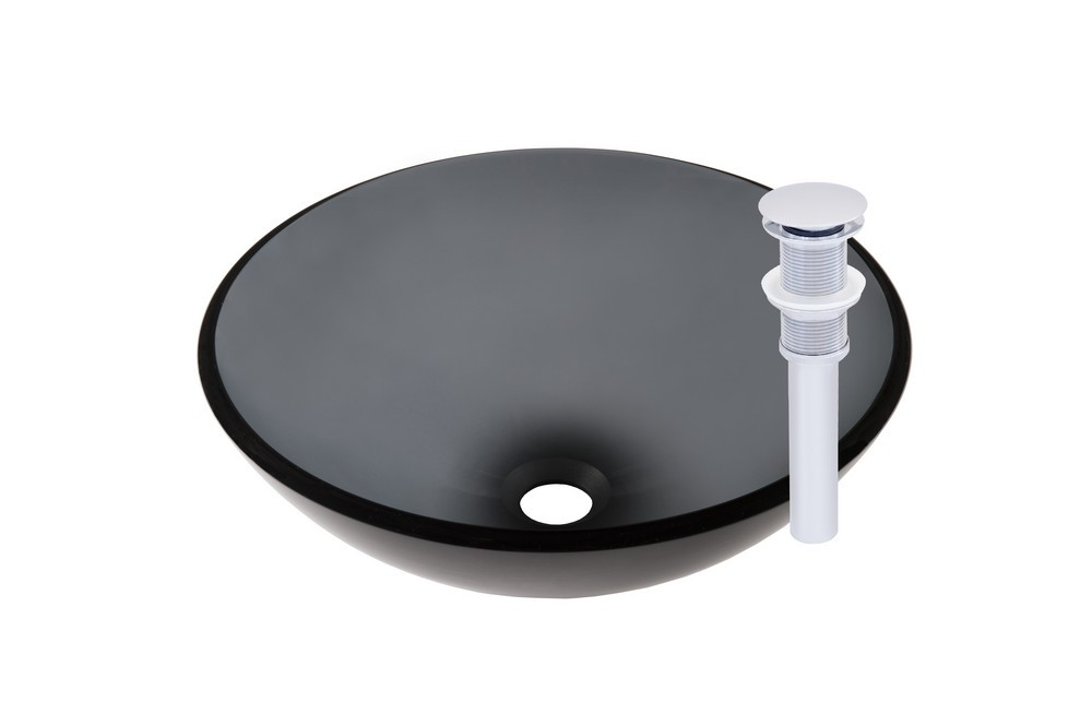 Novatto TIS-168GCH NERA Glass Vessel Bathroom Sink Set - Chrome