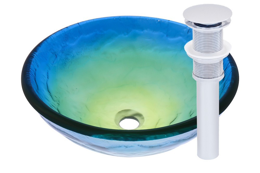 Novatto TIS-191CH MARE Glass Vessel Bathroom Sink Set - Chrome